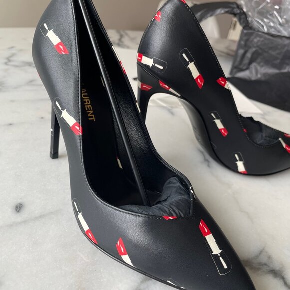 Saint Laurent Lipstick Print Leather Pumps - Picture 10 of 15